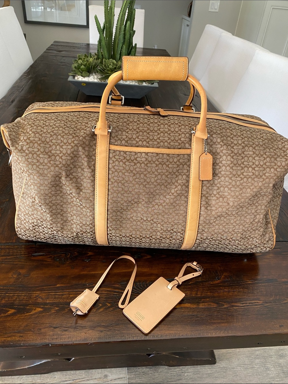 Coach Signature Monogram Large Duffle Bag